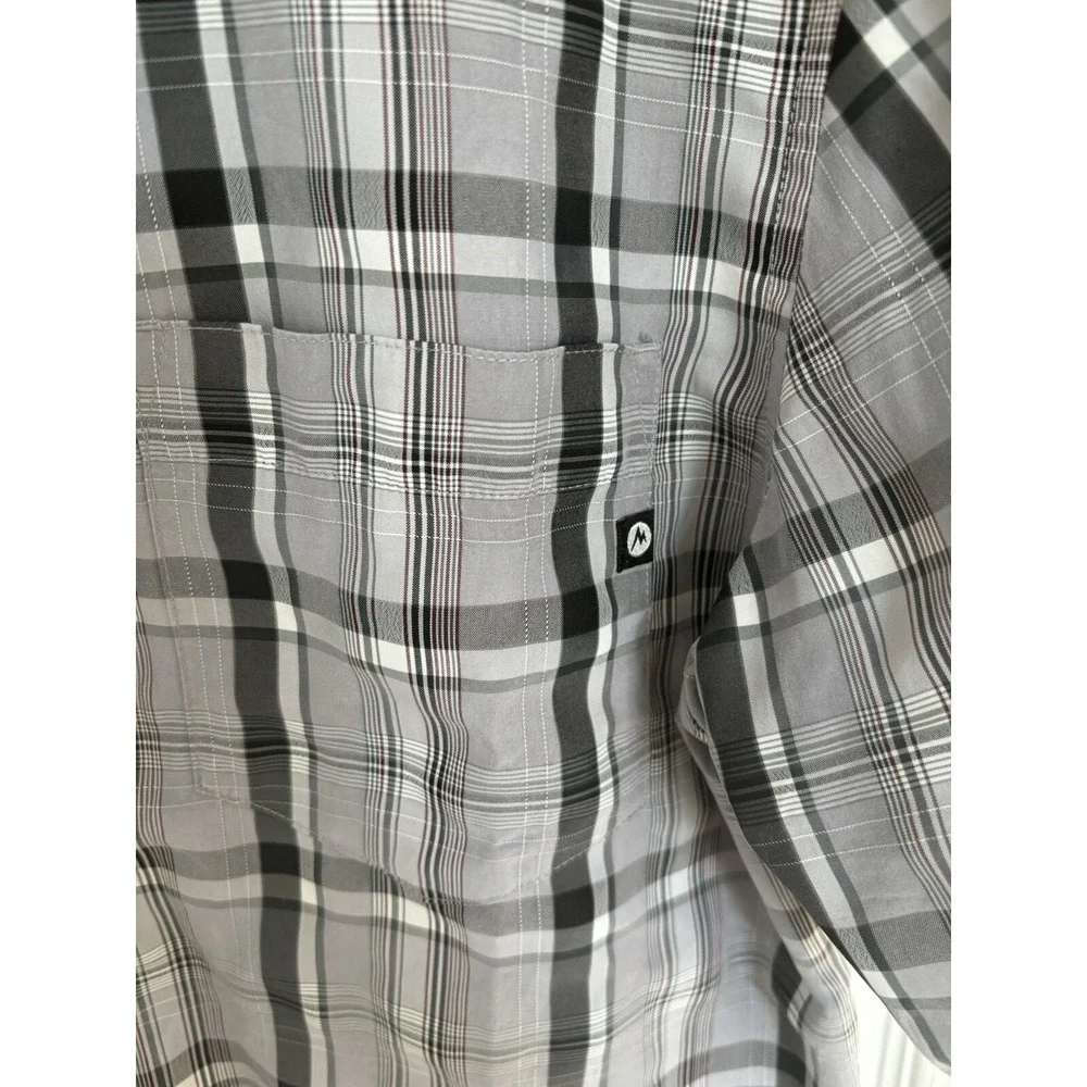 Marmot Mens Plaid Button Up Shirt Size M Gray Lightweight Outdoor Hiking Camping - Picture 3 of 9